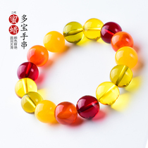 Natural honey wax Barber string men Myanmar amber colorful blood pool gold blue Perford Bracelet women