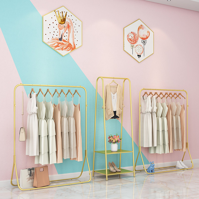 Women's clothing store shelf display rack simple clothes hanger clothing store clothes pole children's clothing store special floor-standing clothes rack