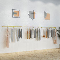 Clothing store display rack wall-mounted gold side hanging iron display rack mens and womens wall rack hanger