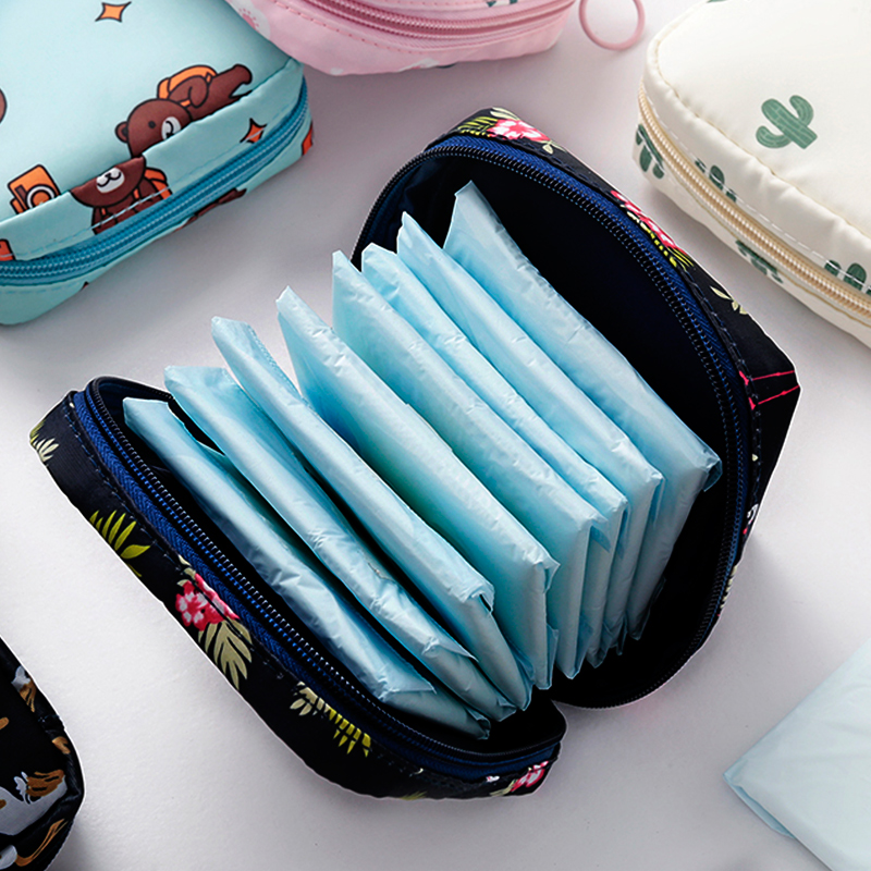 Large capacity sanitary cotton containing bag cute portable packaging Aunt towel bag to put sanitary cotton m towel for months