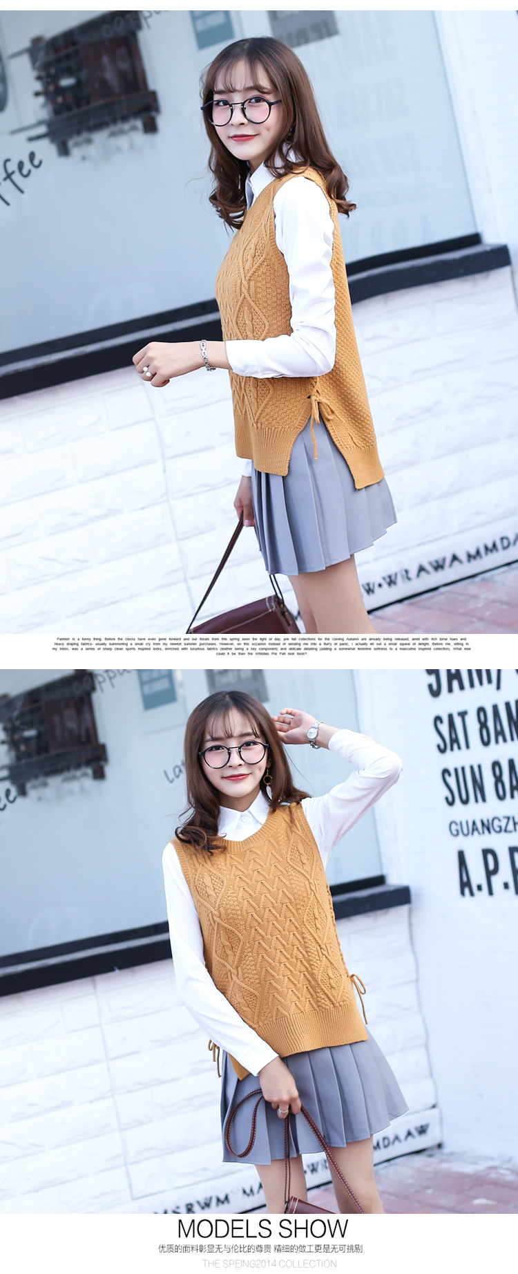 Mùa thu đông mùa đông áo len gió nữ phiên bản Hàn Quốc của nữ sinh hoang dã headband dây đeo áo len vest nữ áo len cổ cao