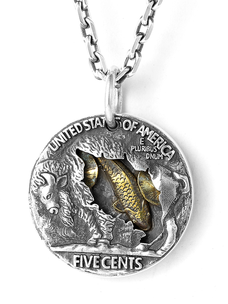 ruibeila coin necklace male tide Tai silver hip hop Hip Hop skull skull head accessories Stray Coin Pendant personality Single pendant