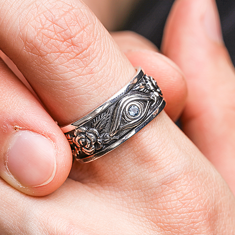 ruibeila ring Male hip hop single ring net red personality adjustable size Horus eye ring