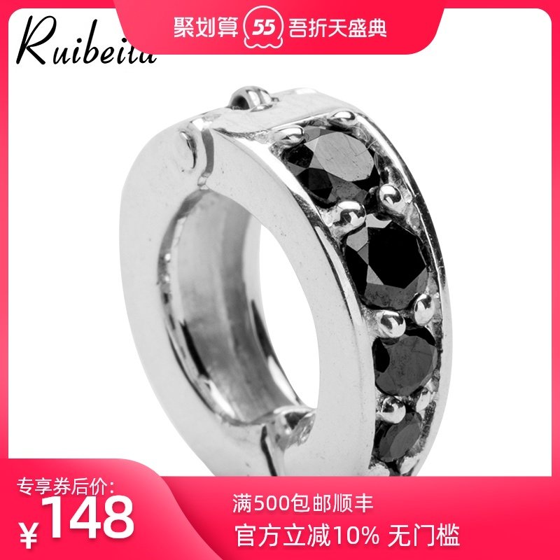 ruibeila925 silver vintage personality black small gem ear clip No pierced hipster ear clip cool (single)