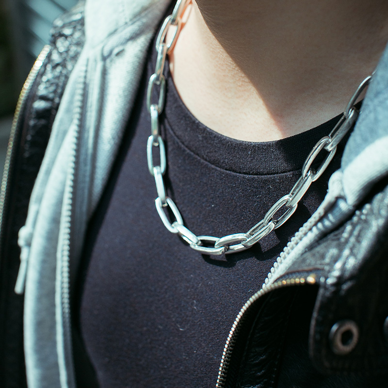 ruibeila925 silver thick thick large size Thai silver necklace men's thick silver chain domineering style rock punk