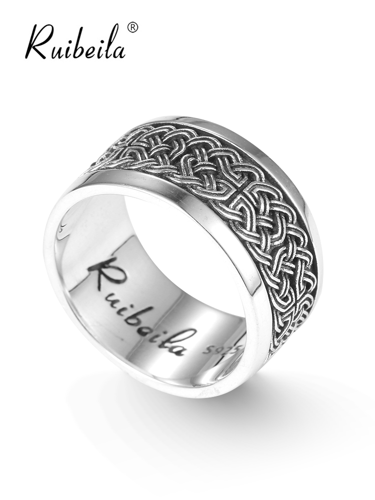 ruibeila925 silver retro made of old minimalist bamboo weave ring with male and female atmosphere wide front index finger ring tail ring