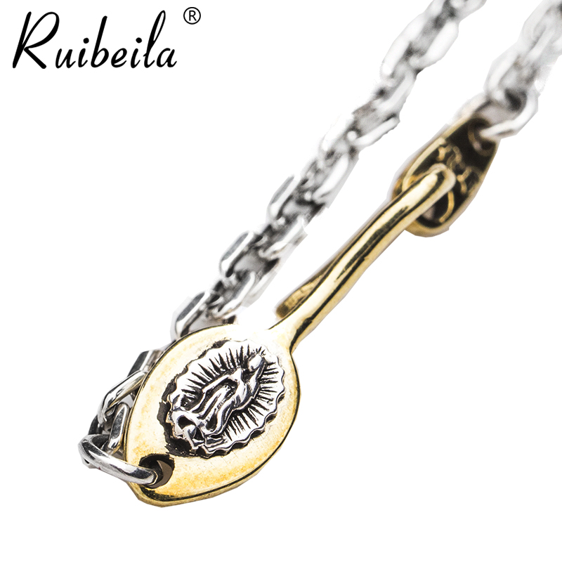 Ruibeila925 silver personality minimalist Virgin Mary pendant necklace Japanese and Korean fashion temperament female collarbone chain