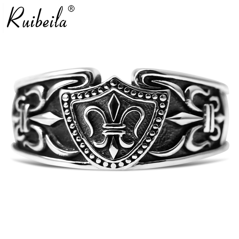 ruibeila925 silver cross flower ring retro personality Thai silver male girl girl's ring forefinger without name finger tide