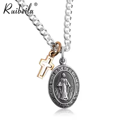 ruibeilaS925 silver European and American retro Virgin Mary pendant personality Lady pendant silver silver sacred ornaments