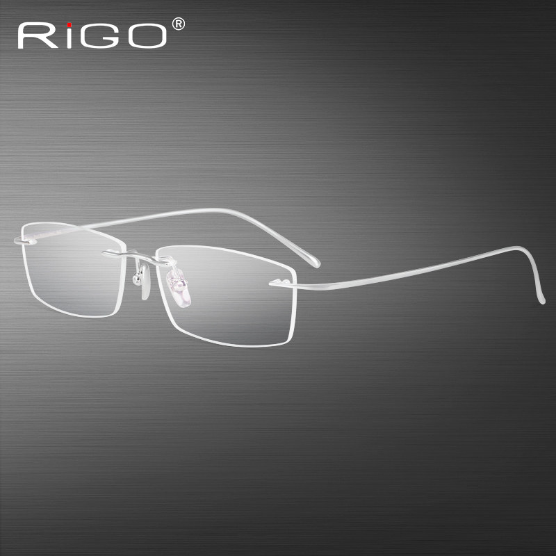 Silver glasses frame frameless men and women business simple pure handmade silver frame silver thin edge myopia glasses with finished products