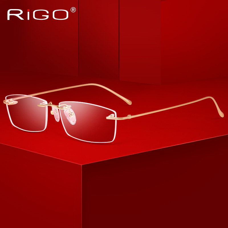 Real Gold Spectacle Frame without frame myopia glasses Men and women Business Custom pure hand made 18K gold eye frames gold