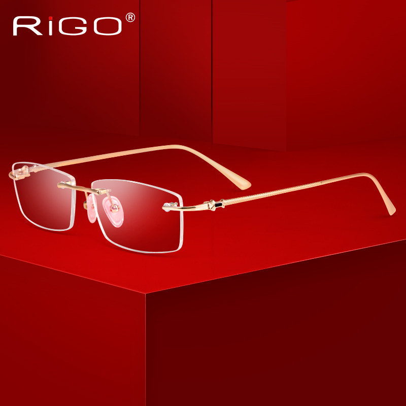 RIGO Imager Custom 18K Gold spectacle frame Men's frame Genuine Gold Frames Box Business Nearsightedness Gold