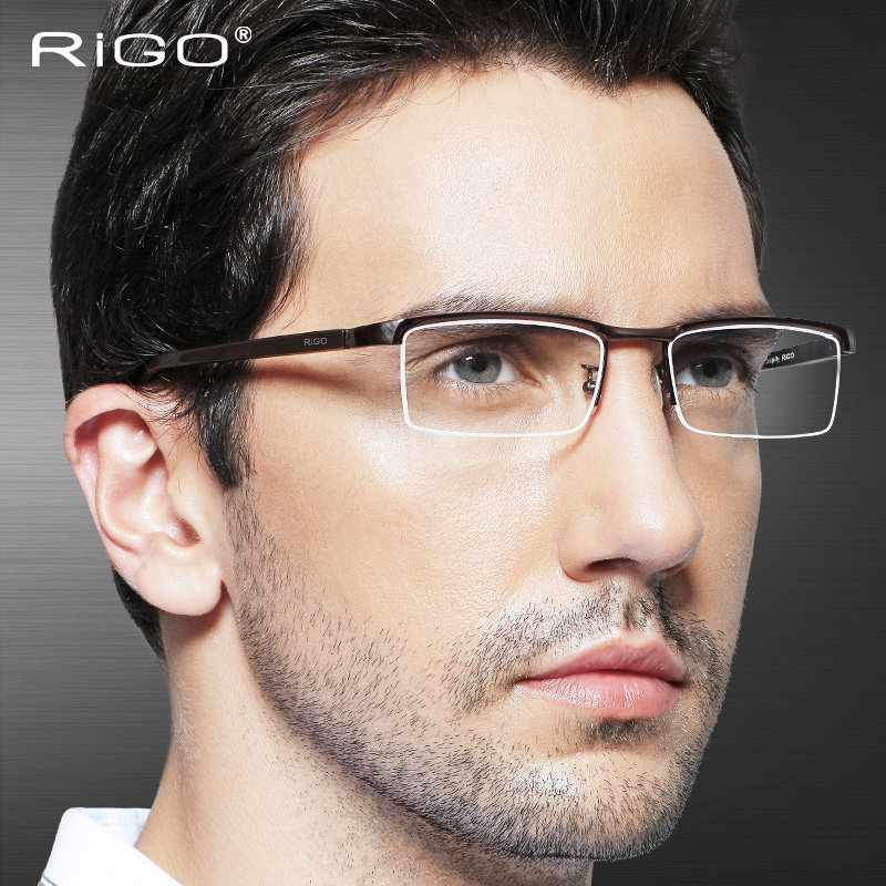 Pure Titanium Half-Frame Myopia Glasses Male Brief Comfort Business Ultra Light Spectacle Frame Game-finished Spring Legs-Taobao