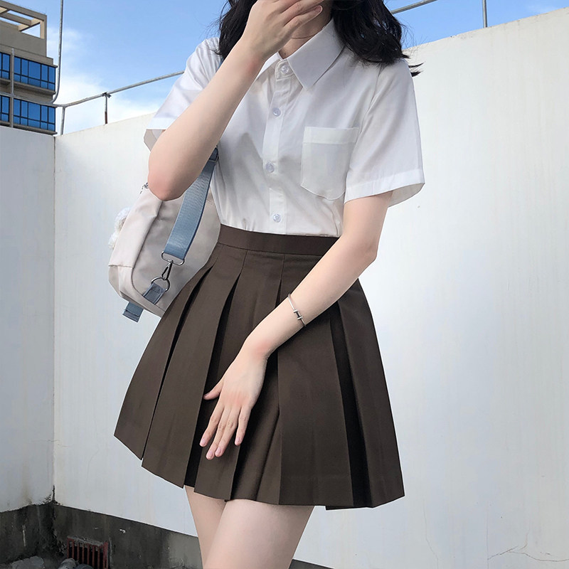Shaoyeyan JK eight box pleated skirt solid color skirt large size basic model multi-color school supply Thai short skirt 39 42 cyan skirt