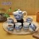Bộ đồ gốm sứ hai lớp bằng gốm sứ Kung Fu Bộ bộ đồ sứ màu xanh và trắng Bộ hoàn chỉnh bộ khay trà ấm trà biển Ưu đãi đặc biệt - Trà sứ bình pha trà thủy tinh
