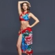 Người thổi kèn áo tắm phụ nữ ba mảnh bikini dân tộc Trung Quốc phong cách sườn xám phong cách bảo thủ quần đùi nhỏ quần đùi áo tắm mùa xuân nóng - Bikinis