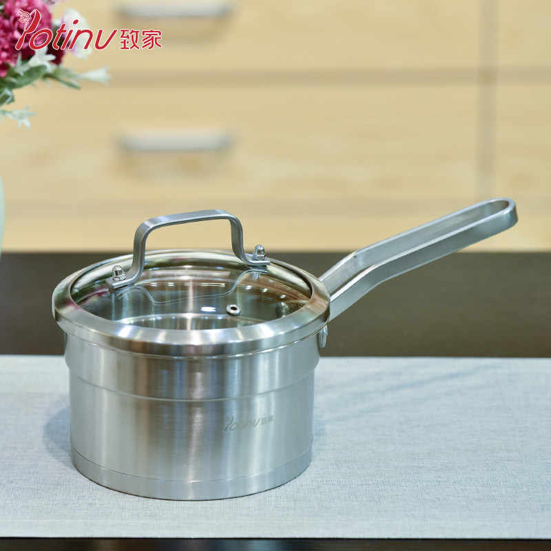 304 stainless steel stewed milk pot household thickened soup pot gas induction cooker universal non-stick small pot with steamer