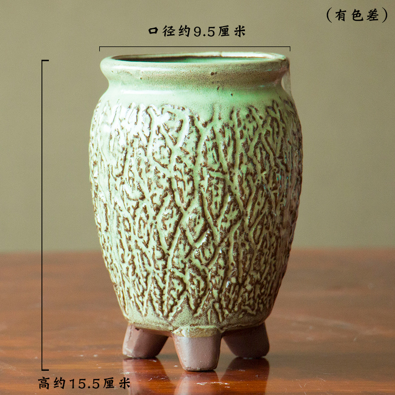 Meaty plant contracted coarse pottery flowerpot retro ceramic flower POTS, fleshy move purple wizard gop running high pot