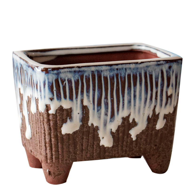 Meaty plant pot coarse pottery flowerpot is much meat, the plants large ceramic contracted creative move is a rectangle