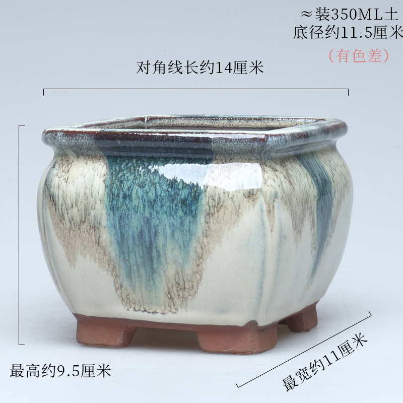 More coarse pottery flowerpot More meat the plants green plant ceramic contracted individuality creative waist drum square purple sand pot