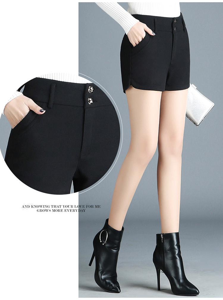 Quần short len ​​nữ mùa thu đông 2018 mới to size cao eo thon Mặc bên ngoài quần bốt quần short len ​​mùa đông hoang dã quần sooc nữ đẹp