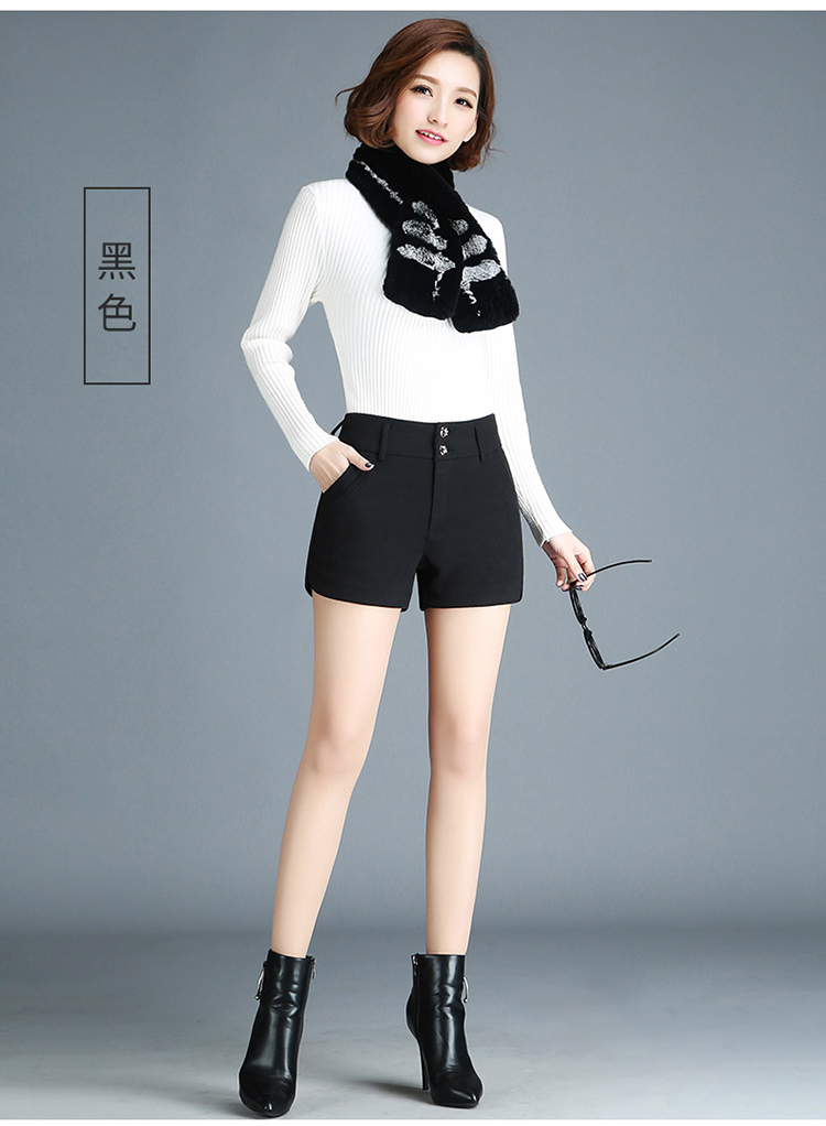 Quần short len ​​nữ mùa thu đông 2018 mới to size cao eo thon Mặc bên ngoài quần bốt quần short len ​​mùa đông hoang dã quần sooc nữ đẹp