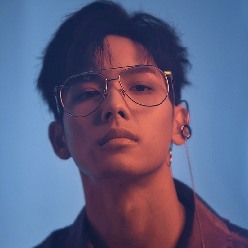 Glasses frame male pilot double beam pure titanium big face thin myopia eye frame frame female titanium frame can be equipped with lenses