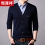 Áo len nam Hengyuanxiang áo thun nam mùa xuân mỏng phần cổ áo giả hai mảnh đan đáy áo xu hướng áo sơ mi - Cặp đôi áo len áo khoác len