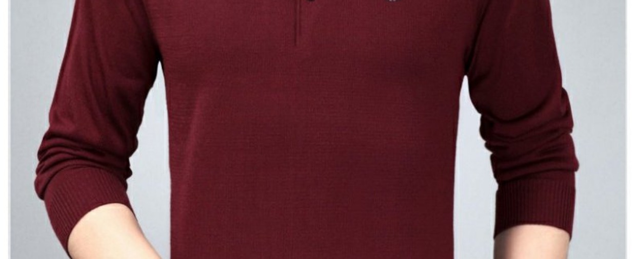 Áo thun nam tay dài Hengyuanxiang nam mùa thu trung niên nam ve áo mỏng đan áo trung niên shirt versace