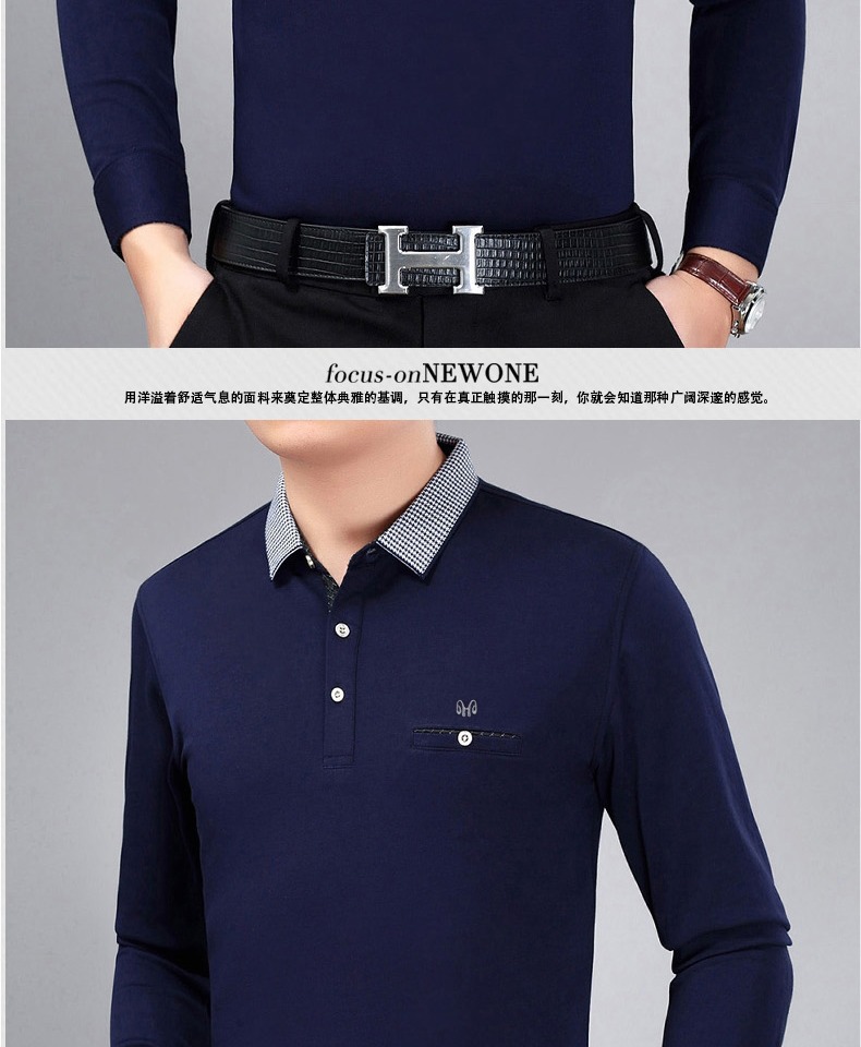 Áo thun nam tay dài Hengyuanxiang Mùa thu trung niên nam ve áo mỏng phần áo thun cotton trung tính cha t shirt skull