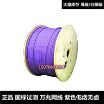 National standard over-tested super-six type double shield 6A 10000 trillion net Cat6A purple network of six types of six types of network cable 305 m