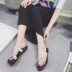 Mùa hè 2018 mới kim cương phẳng đáy ngón chân gợi cảm sandal nữ một đôi hai mang giày nữ hở ngón sandal nữ 2021 Sandal