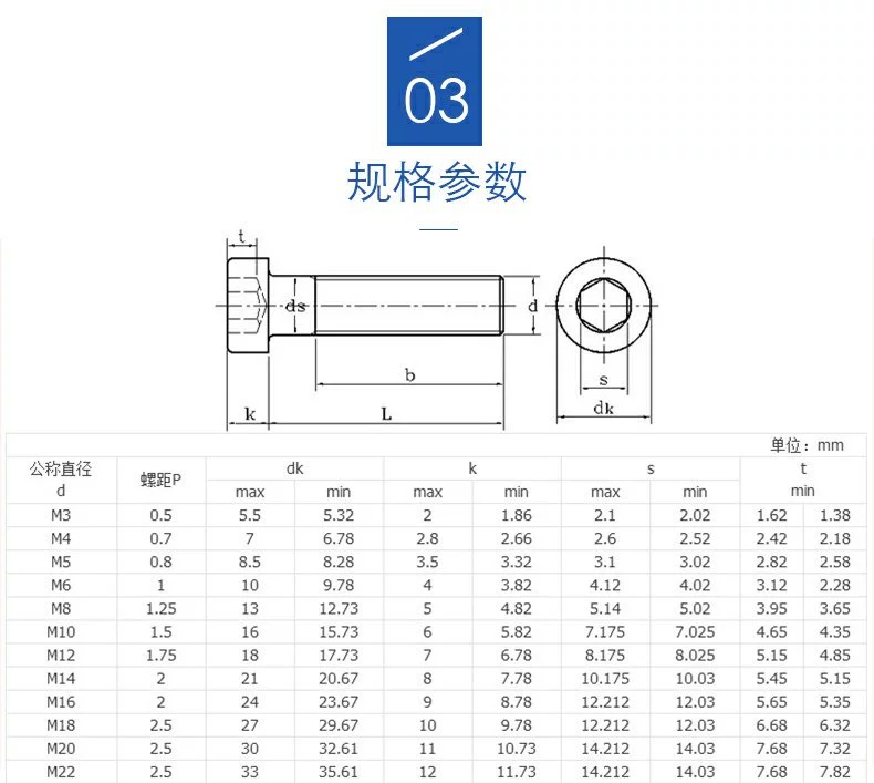 Vít ổ cắm lục giác đầu mỏng bằng thép không gỉ 304 m3 bu lông đầu ngắn m4 vít m5 buộc các bộ phận tiêu chuẩn DIN7984 - Chốt