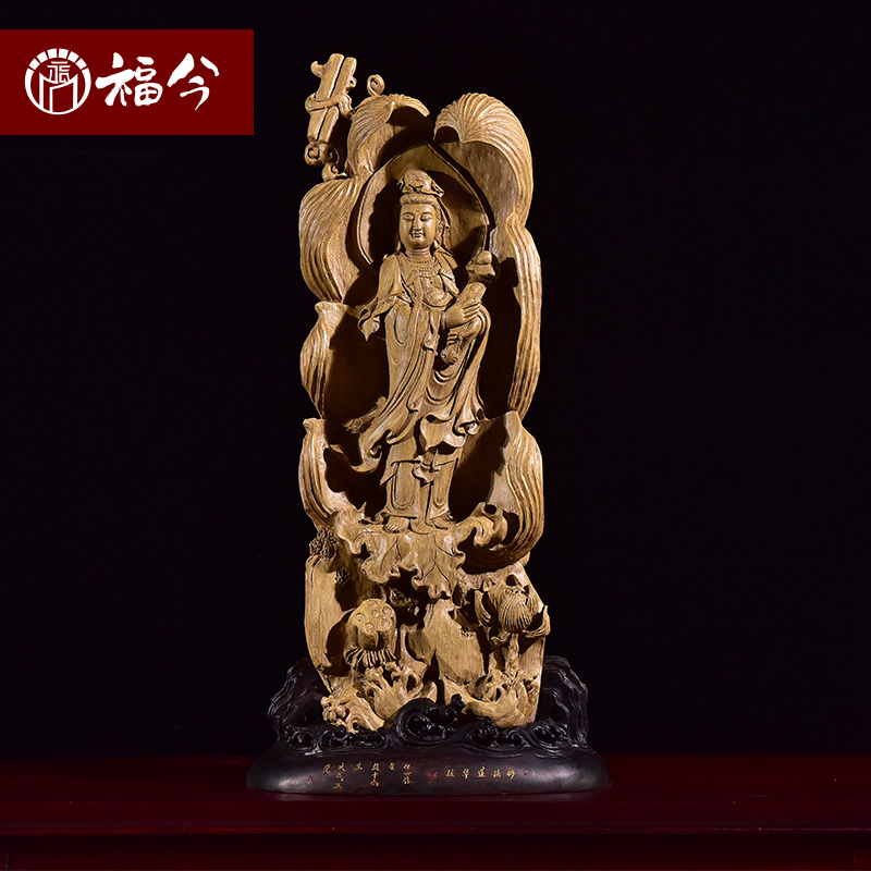 Immersive wood carvings Ruyi Guanyin BodhisattBodhisattva Figurines Swaying Pieces Red Wood Family Residence Ornaments of the Town Residence Feng Shui Crafts Gifts