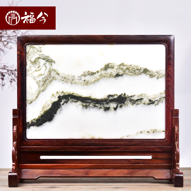 Fu This Great Red Acid Branches Insert Screen Red Wood Handicraft Solid Wood Carving Screen Decoration Living-room Chinese Table Screen Pendulum