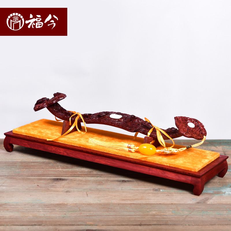 Indian lobular red sandalwood single board gift auspicious Ruyi mahogany ornaments craft home decoration wood carving move to new house