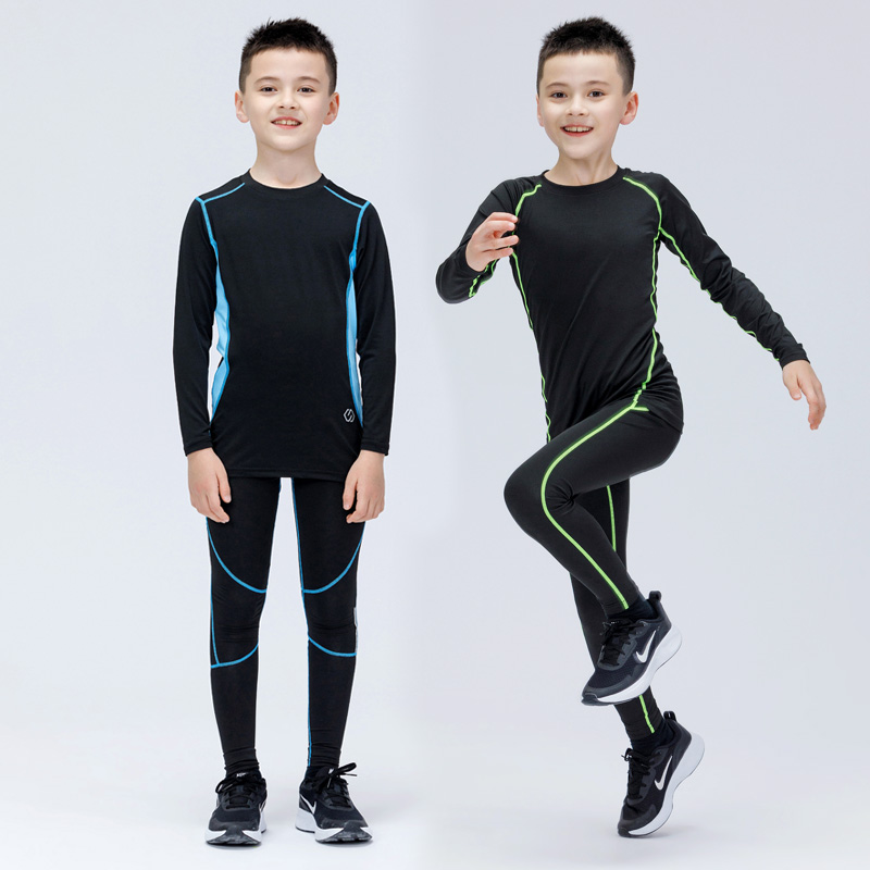 Children's basketball tights training clothes Running sports quick-drying clothes set Autumn and winter boys football bottoming fitness clothes