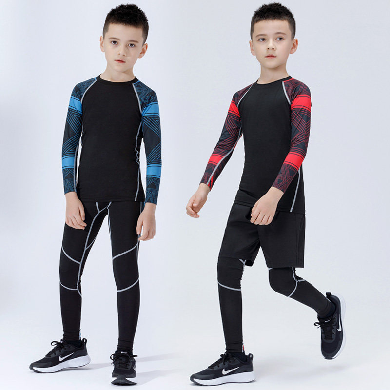 Children's sports tights training clothes autumn and winter boys long sleeve basketball football base fitness suit