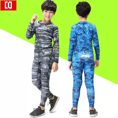 Children's sports tights men's camouflage running training clothes basketball football roller skating base fitness clothes quick-drying clothes