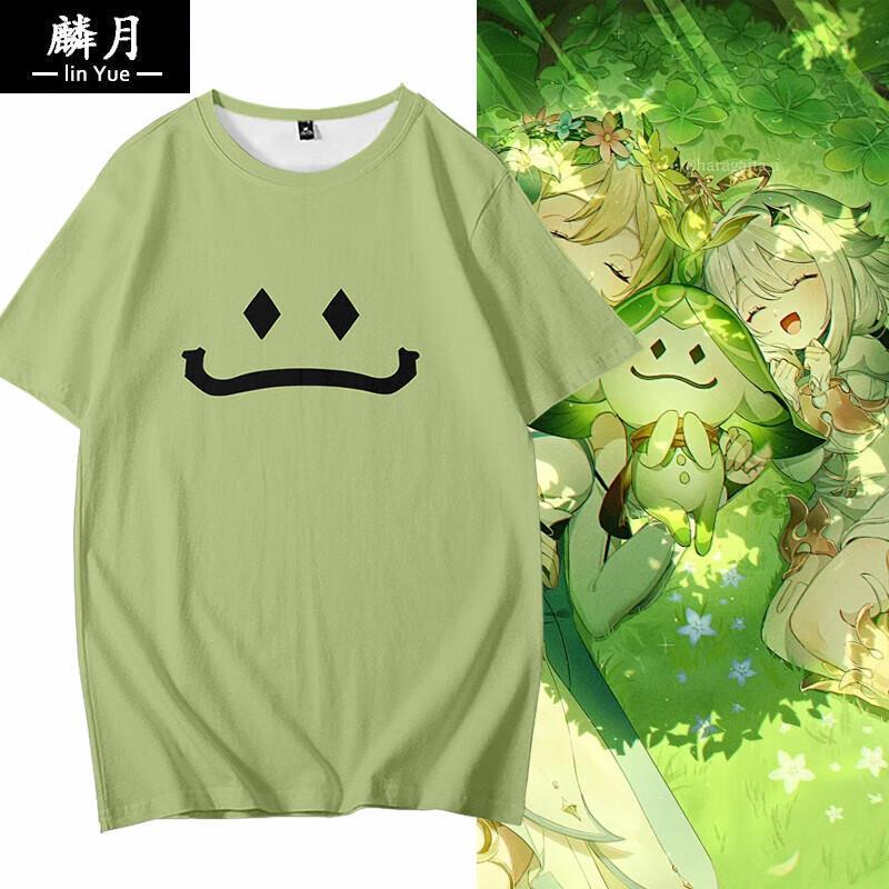 Genshin Impact Lanaro Short-Sleeve T-Shirt for Men and Women, Anime Two-Dimensional Cosplay, Grass God Lanaro Clothing, Green Summer Outfit Genshin Impact Lanaro Short-Sleeve T-Shirt for Men and Women, Anime Two-Dimensional Cosplay, Grass God Lanaro Clothing, Green Summer Outfit