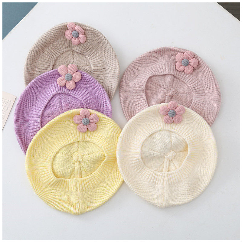 140g Weight Hat Classification Beret Hat Hats Type 1 Piece Quantity Women's Elegant Lady Solid Color Flower Beret Hat