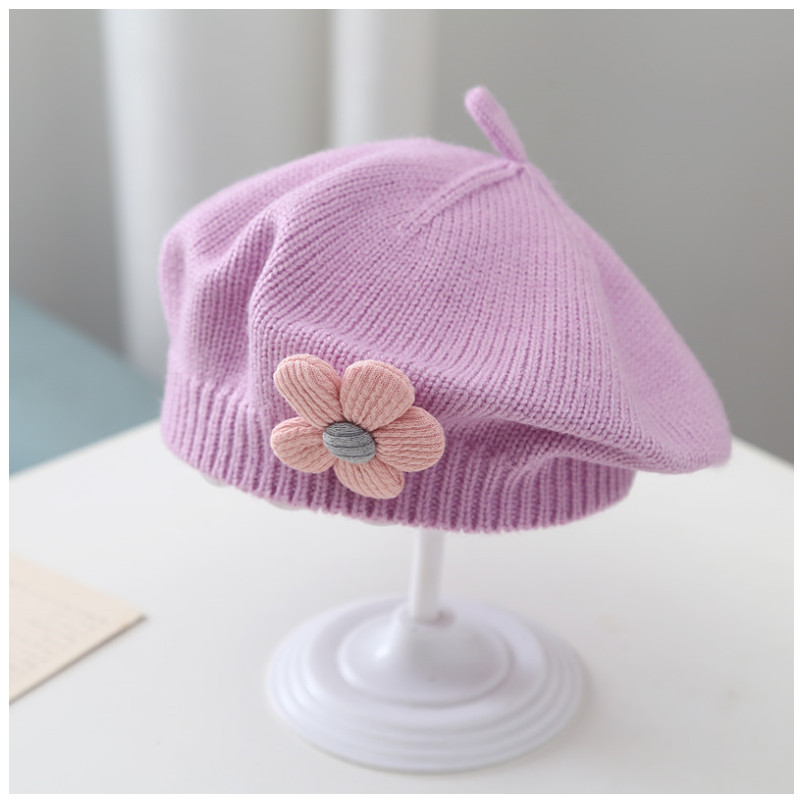 Women's Gender Elegant Style Women's Elegant Lady Solid Color Flower Beret Hat