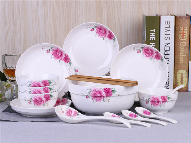 Bo view 18 head home dishes suit ceramic disk bowl of soup bowl chopsticks microwave spoon ladle porcelain tableware portfolio