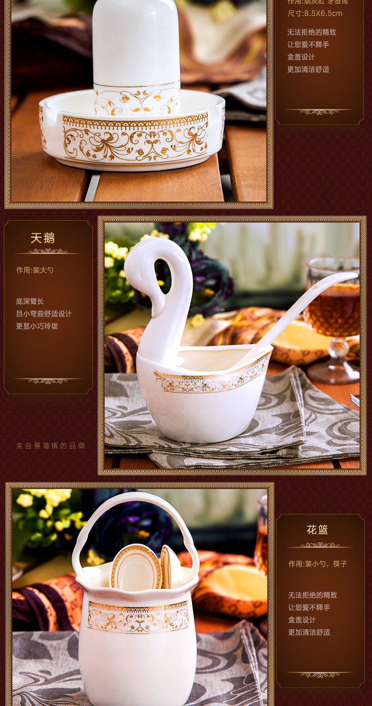 Món ăn đặt bộ đồ ăn gia đình đặt Jingdezhen xương trung quốc ăn tối bát gốm mặt bộ đồ ăn tấm Châu Âu kết hợp