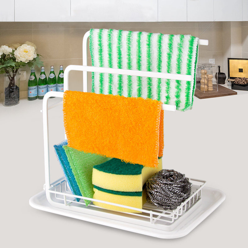 Kitchen rag rack wall-hanging free of punching dishcloth sponge drain water rack pool sink containing layer shelf day-type shelve