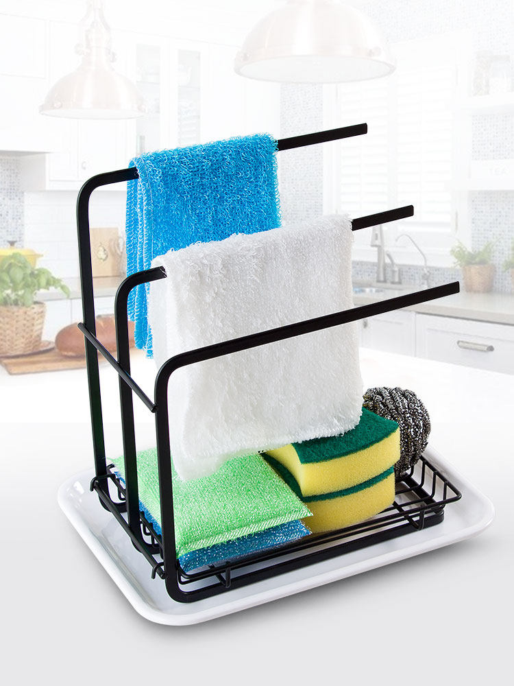 Kitchen rag rack Sink drain rack Wall-mounted non-perforated countertop storage shelf Shelf for towel rag