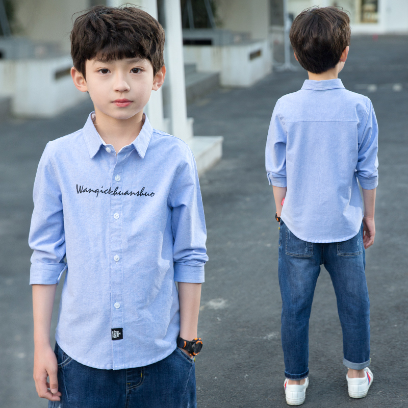 . Quần áo trẻ em trai mùa xuân áo dài tay áo 2020 mới mùa xuân và mùa thu áo sơ mi trong phiên bản cậu bé lớn của Hàn Quốc.