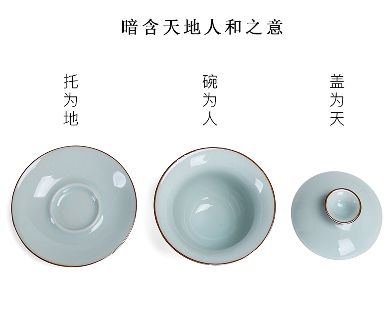 Tureen tea cup your up ceramic porcelain bowl large tea tea bowl three Tureen heat - resistant name plum green hand grasp pot