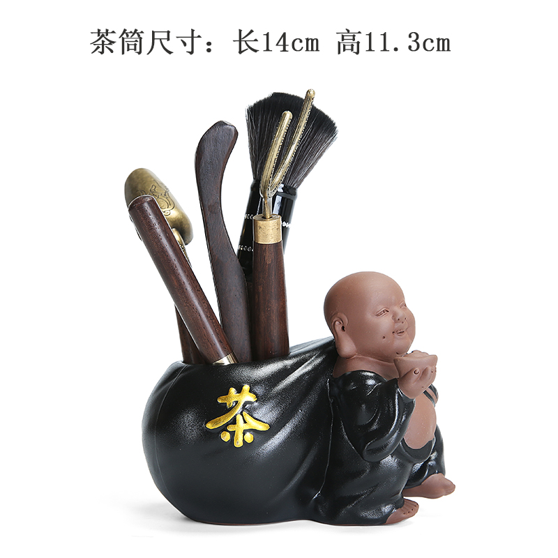 Tea sets accessories Tea six gentleman ebony wood zero with kung fu Tea art combination plate ceramic pastry brush