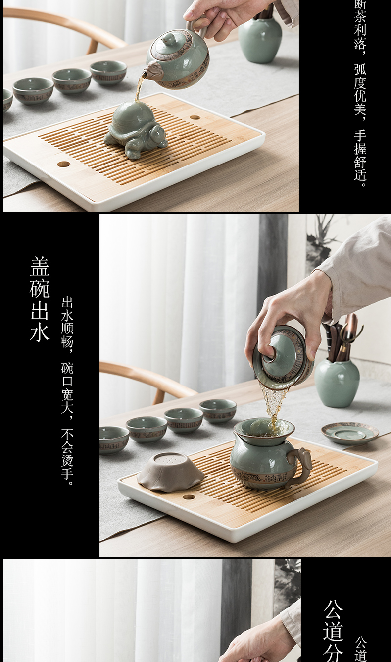 Elder brother up with tea suit household contracted your up glaze Japanese start restoring ancient ways of a complete set of kung fu ceramic tea cup tureen